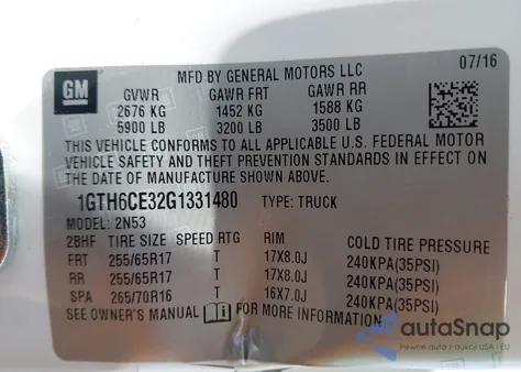 2016 GMC Canyon Sle из США, поврежденный, VIN 1GTH6CE32G1331480